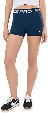 Nike Pro 3 Shorts Womens Shorts Midnight Navy/White : LG (US 12-14) R, Elastane/Polyester