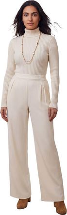 Jessica London Ribbed Cotton Turtleneck Sweater in Ivory at Nordstrom, Size 20
