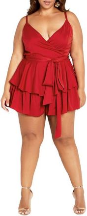 City Chic Party Wrap Romper in Red at Nordstrom, Size Xs