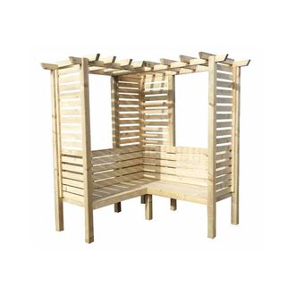 Shires Clematis Corner Arbour Garden Arch Seat Approx 6 x 6 Feet in Light Brown