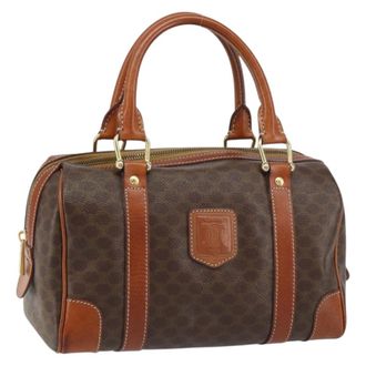 Celine Vintage Macadam Handbag Canvas And Leather Brown Canvas Handbag (Pre-Owned)