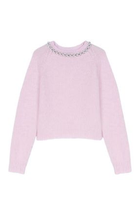 Maje Removable jewel collar sweater in Pink at Nordstrom, Size X-Small