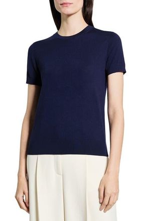 Theory Regal Short Sleeve Wool Sweater in Deep Navy at Nordstrom, Size Xx-Large
