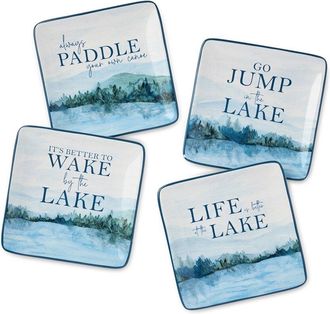 Certified International Wake At The Lake Set Of 4 Canape Plates