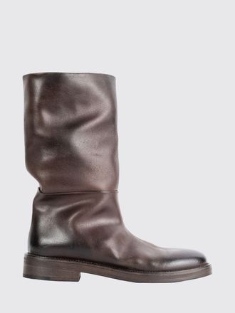Mars&egrave;ll Tubetto Calf-High Biker Boots in Distressed Leather with Round Toe