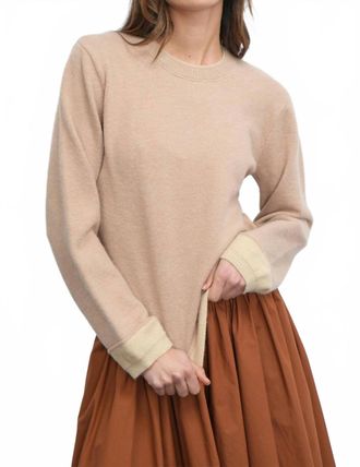 Greylin Dessi Cozy Pull Over Two Toned Sweater In Bisque