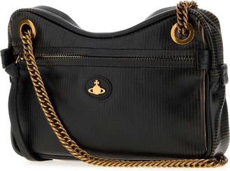 Vivienne Westwood Womens Black Leather Medium Dolce Shoulder Bag Aw26-Black-Beige Borse A Mano Aw26-black/beige
