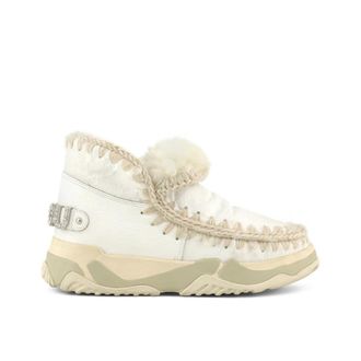 Mou Luxe lamsskin sneaker met gehaakte stiksels - Dames - Winterlaarzen - Wit - 36 EU - Schoenen