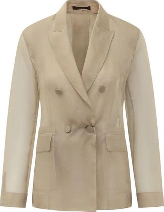 Max Mara Slogan Giacca - Dames - Blazers - Beige - L - Organza - Jassen