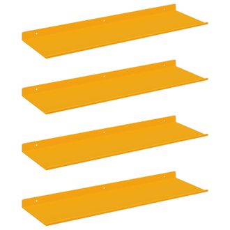 vidaXL Estante Flotante 4 Pcs Amarillo Mostaza 60 X 18 X 2,5 Cm Acero Vidaxl