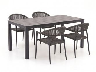 Manifesto Furniture Manifesto Belpasso/Menzano 160cm dining tuinset 5-delig stapelbaar