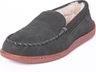 Minnetonka Mens Pile Lined Hardsole Venetian, Charcoal, Size 13