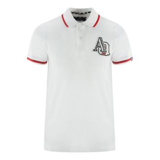 Aquascutum Heren Geborduurd Poloshirt met Tippen (Wit)