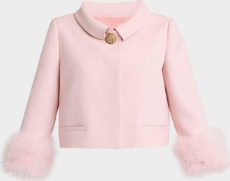 Valentino Garavani Feather-Trim Crepe Couture Jacket