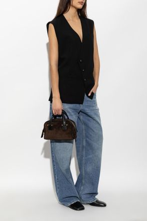 Ami Wool Vest With Belt, Womens, Black