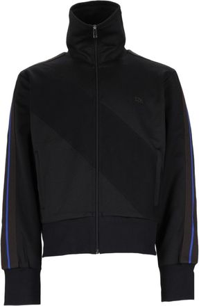 Wales Bonner Cropped Black Sports Jacket With High Collar And Diagonal Paneling