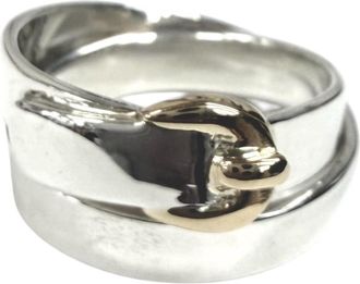 Herm&egrave;s Gold Silver Band Ring (Pre-Owned)