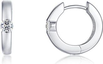 Lafonn Ella Simulated Diamond Huggie Hoop Earrings in Silver at Nordstrom