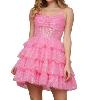 Colors Dress Sleeveless Cocktail Mini Dress In Pink