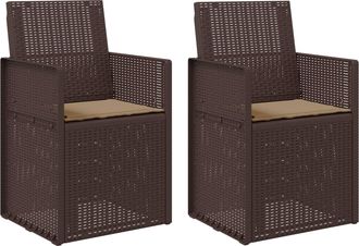 vidaXL Sillas De Comedor De Jard&iacute;n 2 Uds. Marr&oacute;n Y Topo Pp Vidaxl