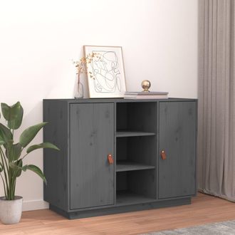 vidaXL Vidaxl - Aparador De Madera Maciza De Pino Gris 100x40x75 Cm
