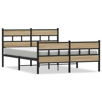 Berkfield Home Metal Bed Frame without Mattress Sonoma Oak 160x200 cm in Brown