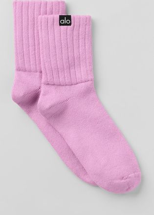 Alo | Half-Crew Scrunch Socks in Candy Heart Pink, Size: Medium
