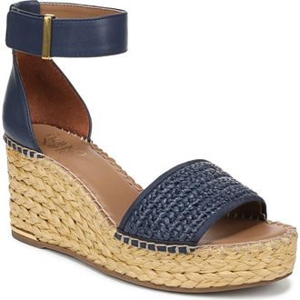 Franco Sarto Clemens Ankle Strap Wedge Sandal in Navy at Nordstrom, Size 6.5