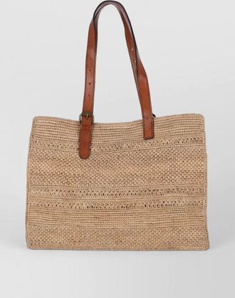 Ibeliv leather handle rectangular shopper woven texture