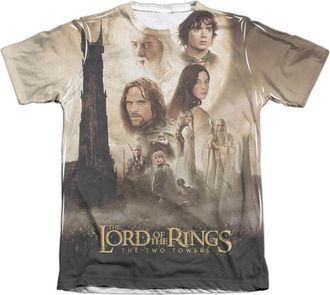 Gildan Lord Of The Rings Towers Poster Adult Poly/Cotton Short Sleeve Tee / T-Shirt