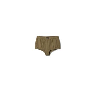 Miu Miu Garment-dyed Ribbed Boxer Shorts, Woman, Forest Green, Size XS