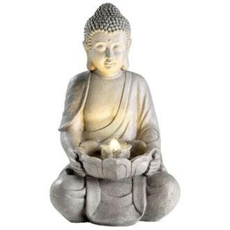Lumineo Fontana Con Buddha Bianco 34x42xh71cm Con 4 Led A