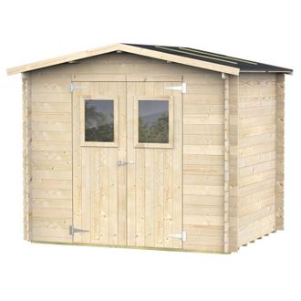 Alce Caseta De Jard&iacute;n Bh19 Hobby 248x198 De Madera De Abeto Natural 19 Mm Con Puerta Doble Con Ventana, Techo Y Suelo Machihembrado, Montaje F&aacute;cil, Tratami