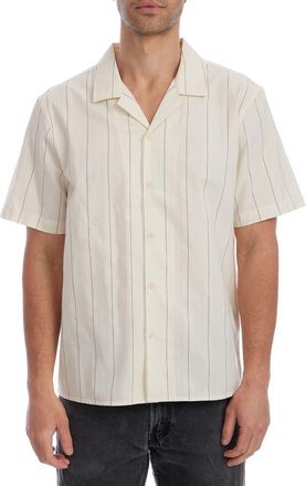 PX Los Angeles Pinstripe Stitch Camp Shirt in Cream at Nordstrom Rack, Size Xx-Large