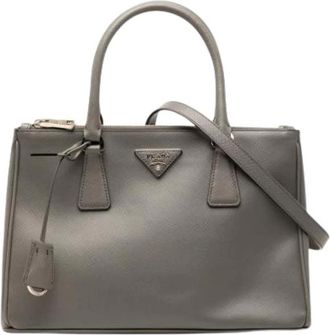 Prada Pre-owned Galleria Double Zip - Dames - Vintage Handtas - Grijs - ONE Size - Leer - Vintage