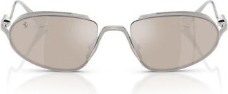 Ferrari 53mm Oval Sunglasses in Silver /Grey at Nordstrom