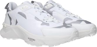 Valentino Garavani Mens White Fabric Athletic Sneakers