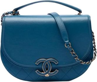 Chanel Pre-owned Coco Curve Bag - Dames - Vintage Handtas - Blauw - ONE Size - Leer - Vintage