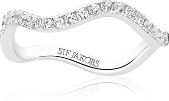 Sif Jakobs Jewellery Accessoires, Dames, Grijs, 50 MM, Sterling Zilveren Golven Ring met Witte Zirkonia