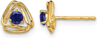 Diamond2Deal 14k Yellow Gold Created Sapphire Stud Earrings