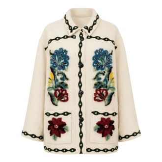 Farm Rio Farm Rio - Lunar Boho Cropped Coat - Dames - Jassen - Beige - Maat: XS Wol