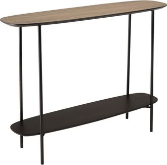 Macabane Consola 2 bandejas 100x30cm bimaterial moka/negro patas metal