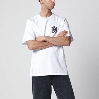Amiri T-shirt bianca in cotone con stampa logo