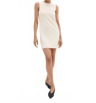 Theory Easy Shift Mini Dress In Ivory Marl