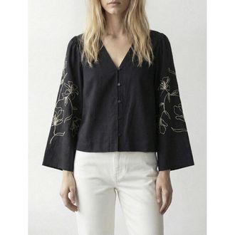 Vila Geborduurde blouse met lange mouwen