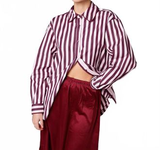 FRNCH Colette Button Up Shirt In Rose