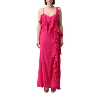 Msgm Fuchsia Gerimpelde Maxi Jurk - Dames - Maxi kleedjes - Roze - S - Kleedjes