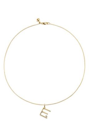 Monica Vinader Diamond Initial Pendant Necklace in 18K Gold Vermeil E at Nordstrom