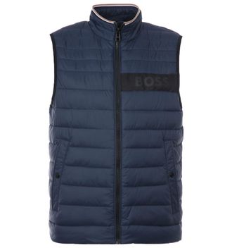 HUGO BOSS Mens 3D Logo Water Repellent Recycled Padded Gilet - Dark Blue - Size Small