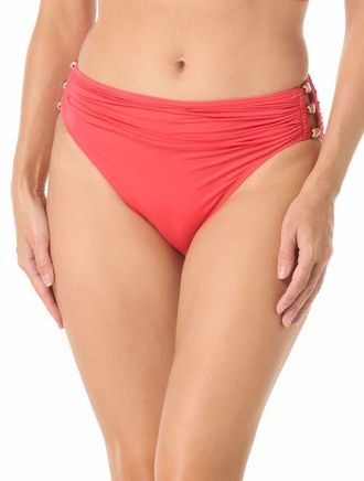 Carmen Marc Valvo Beaded Bikini Bottom in Grenadine at Nordstrom, Size X-Small